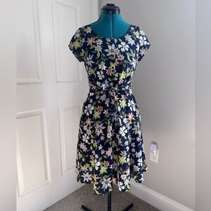 Modcloth Blue Floral Fit and Flare Midi Dress